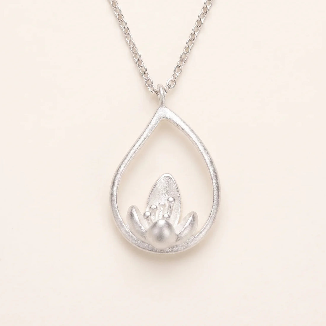 Sterling Silver Lotus Flower Pendant Necklace