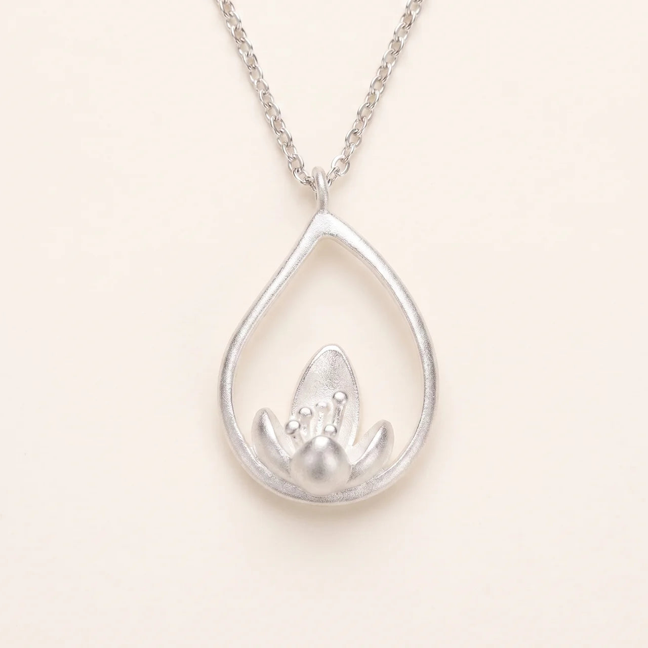 Sterling Silver Lotus Flower Pendant Necklace