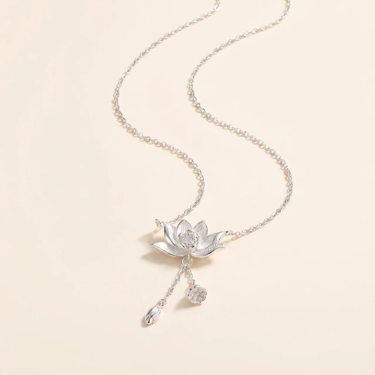 Sterling Silver Lotus Pod Pendant Necklace