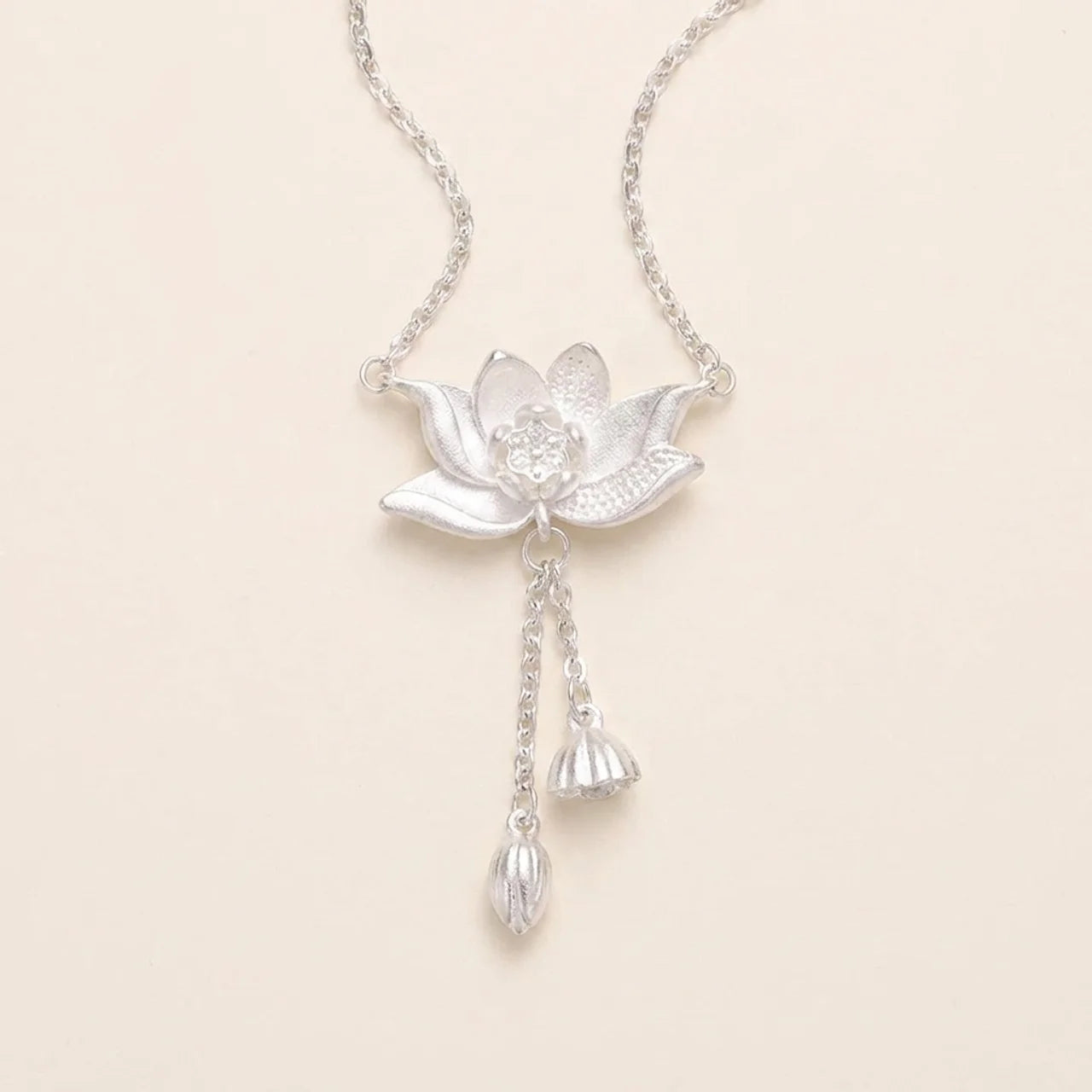 Sterling Silver Lotus Pod Pendant Necklace