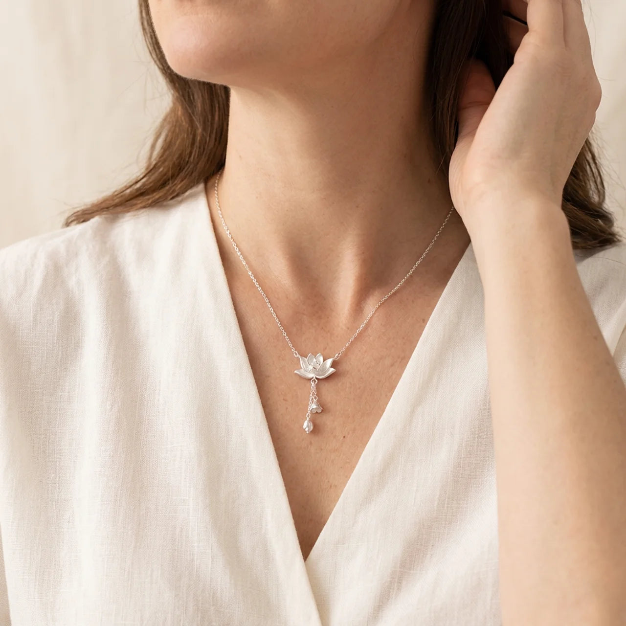 Sterling Silver Lotus Pod Pendant Necklace