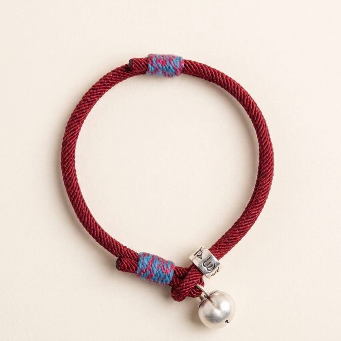 Sterling Silver Persimmon Red String Bracelet