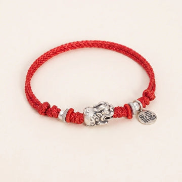 Sterling Silver Pixiu Red String Bracelet