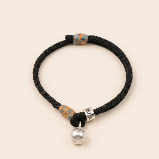 Sterling Silver Persimmon Red String Bracelet