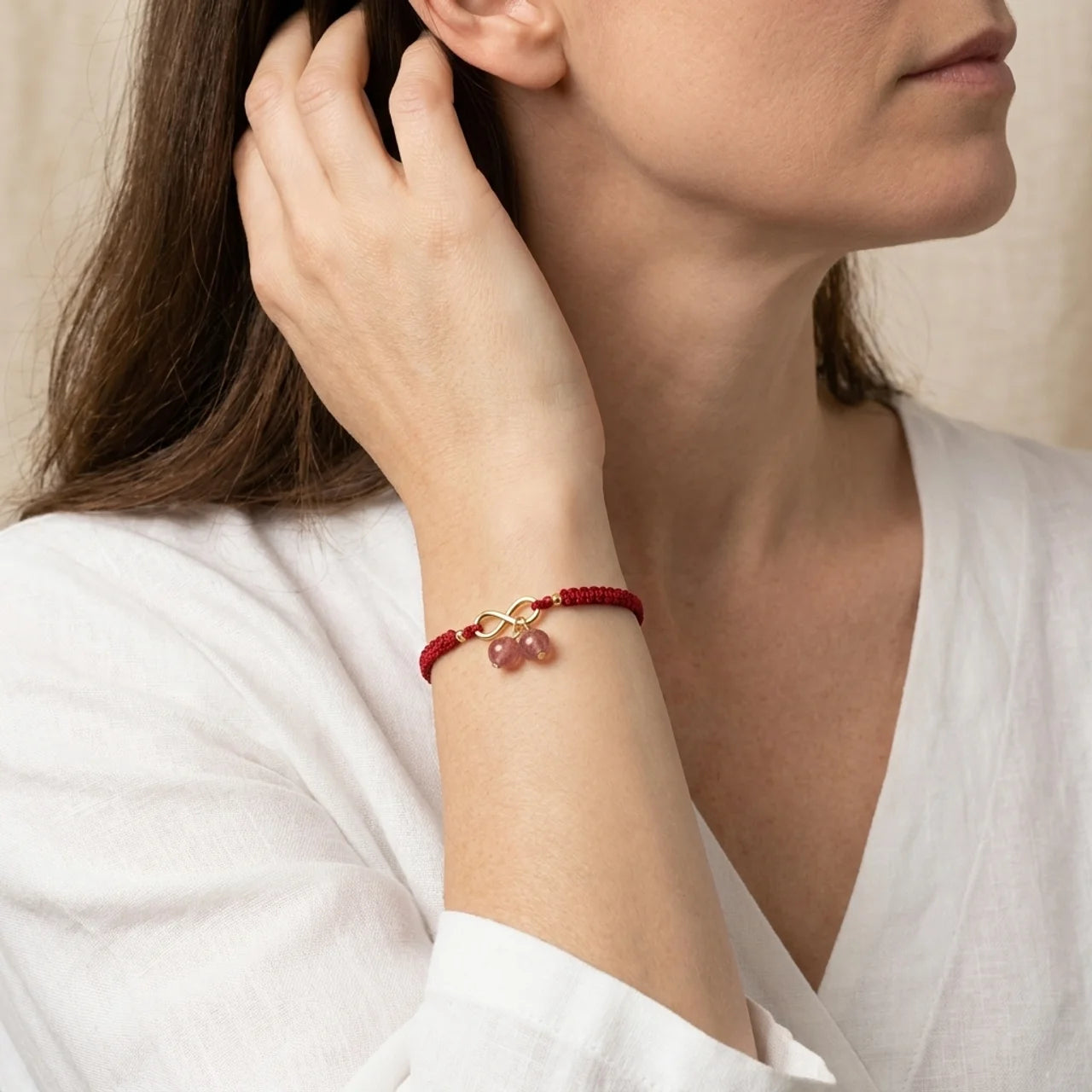 Strawberry Quartz Endless Knot Bracelet
