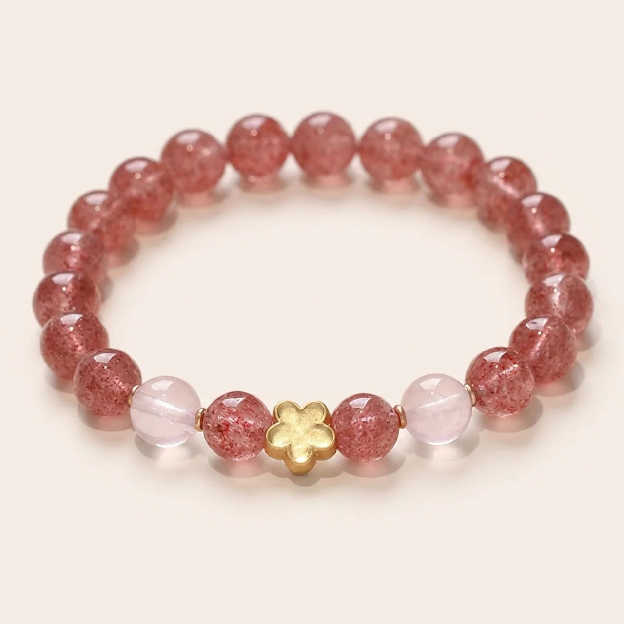 Strawberry Quartz Peach Blossom Pixiu Bracelet