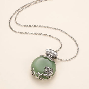 Synthetic Jade Koi Fish Pendant Necklace