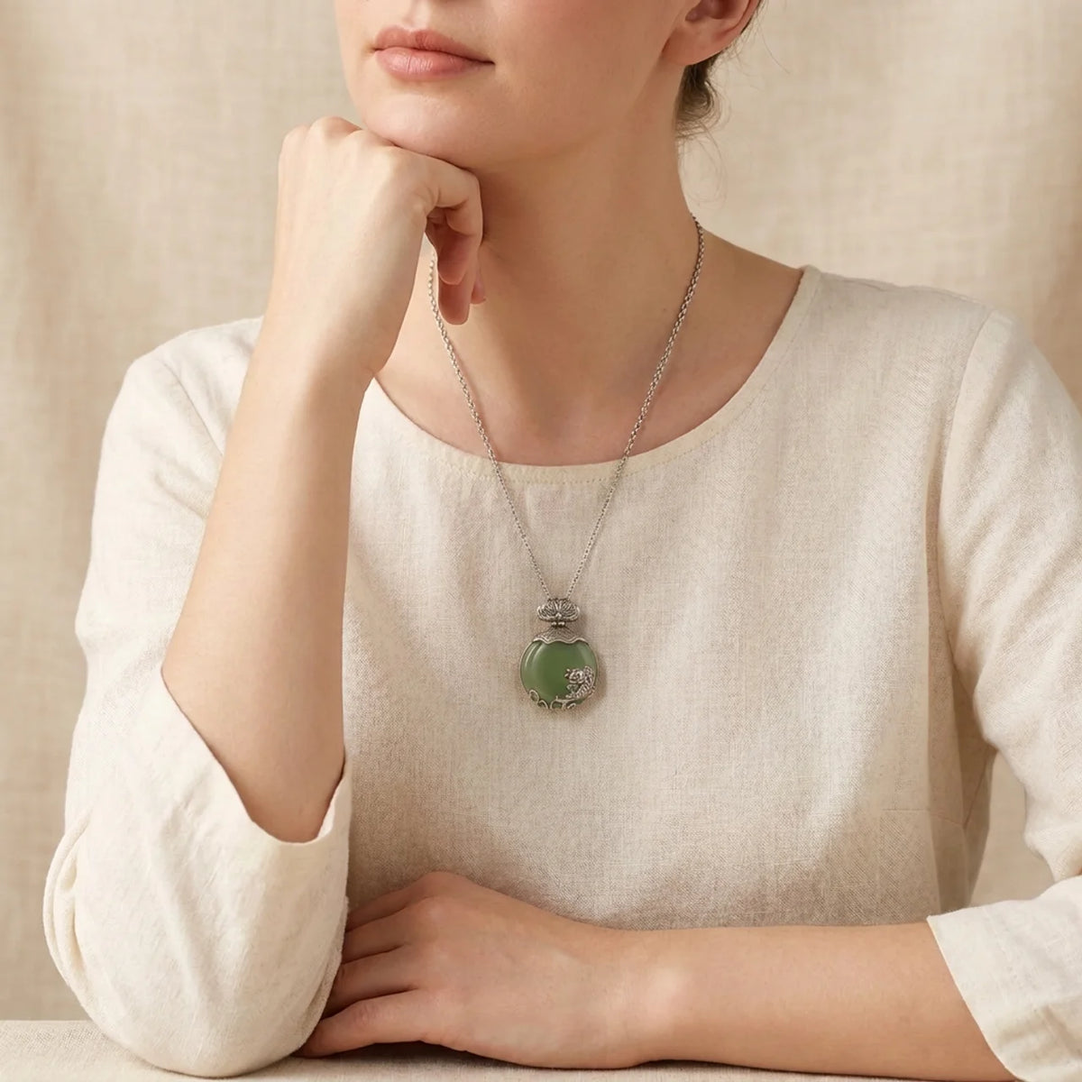 Synthetic Jade Koi Fish Pendant Necklace