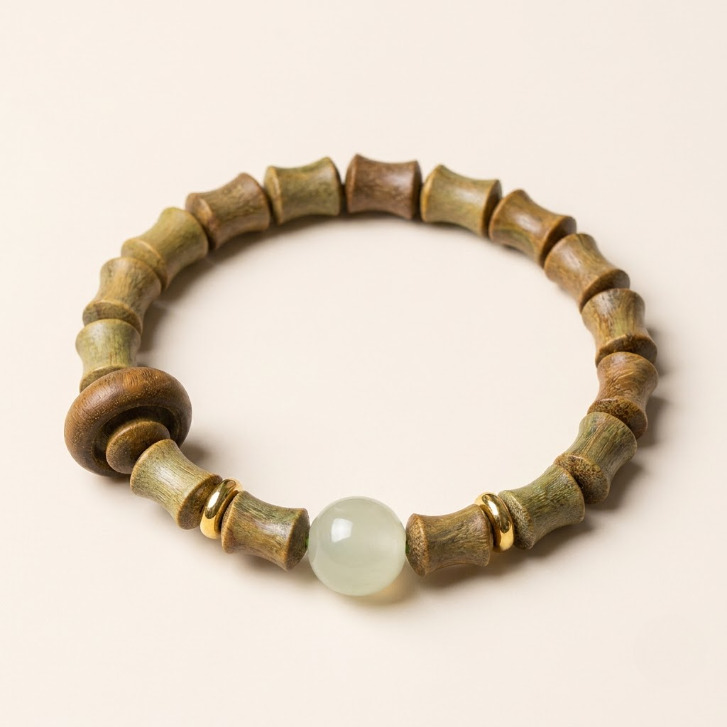 Ebony Green Sandalwood Bamboo Peace Bracelet