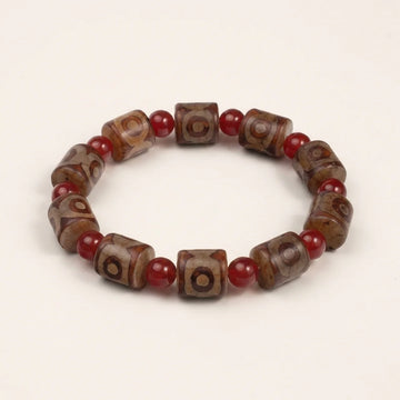 Three Eye Dzi Agate Cylinder Bracelet