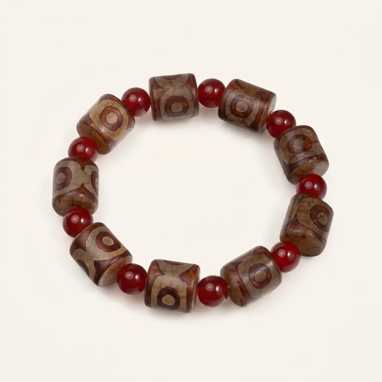 Three Eye Dzi Agate Cylinder Bracelet