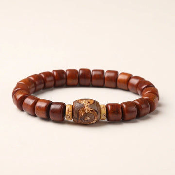 Three Eyed Dzi Yak Bone Agate Bracelet
