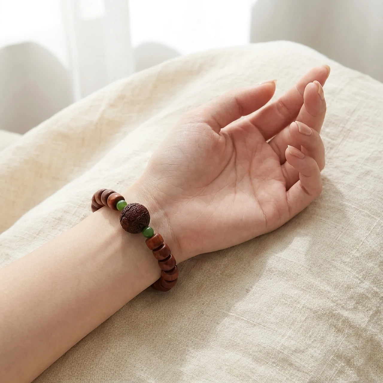 Three Eyed Dzi Yak Bone Agate Bracelet