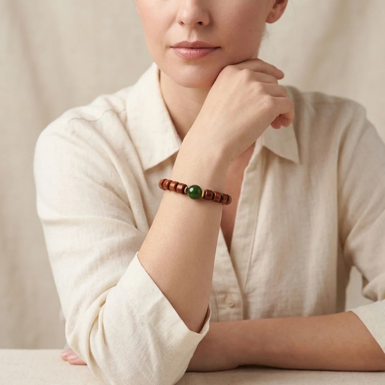 Three Eyed Dzi Yak Bone Agate Bracelet