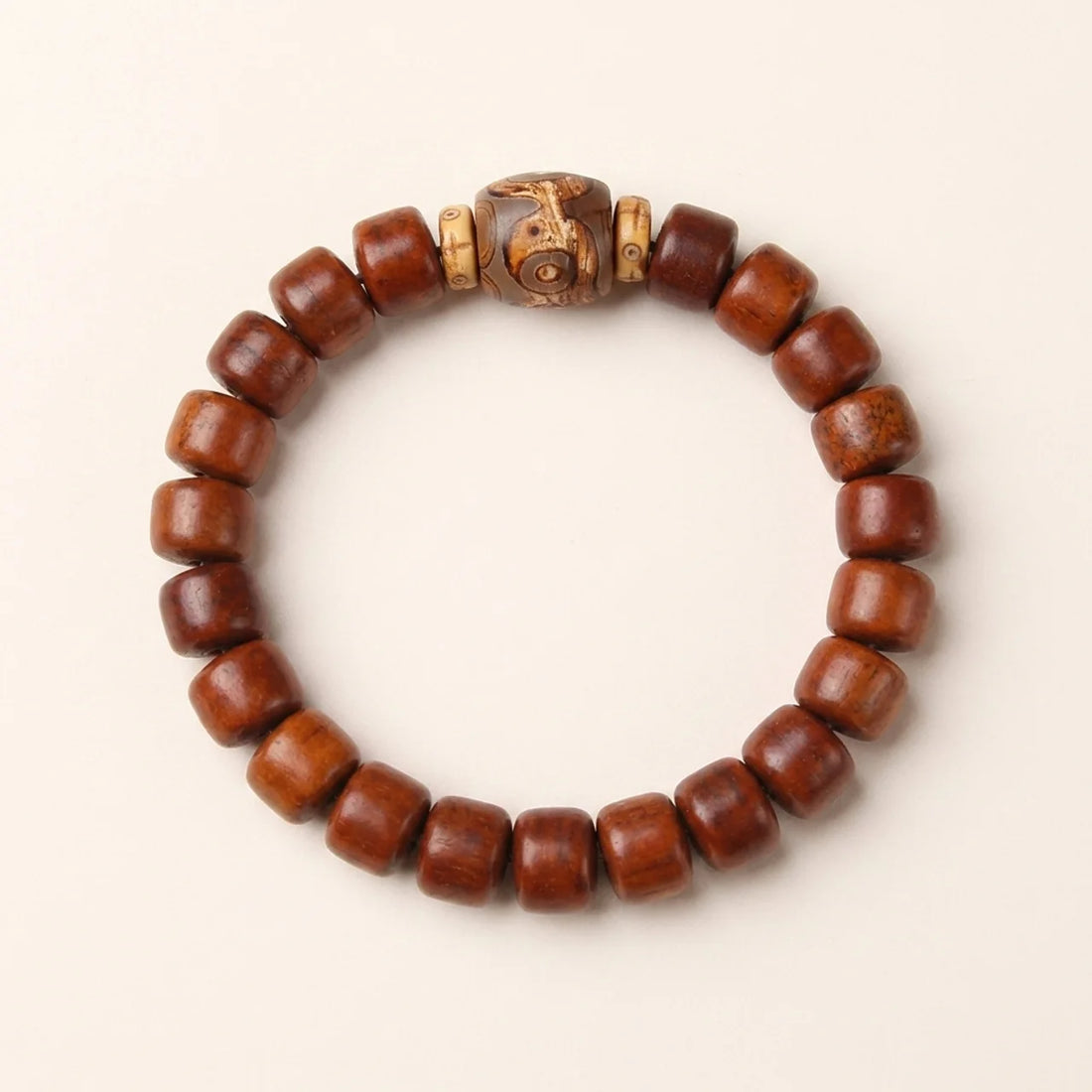Three Eyed Dzi Yak Bone Agate Bracelet
