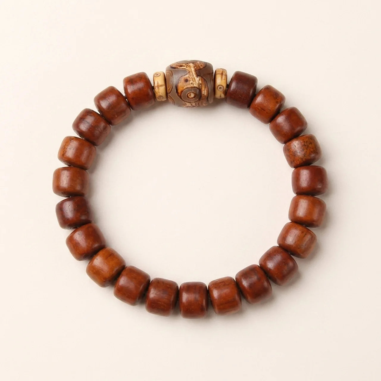 Three Eyed Dzi Yak Bone Agate Bracelet