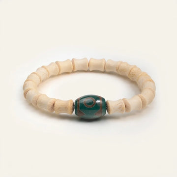 Three Eye Dzi Agate Bamboo Bracelet