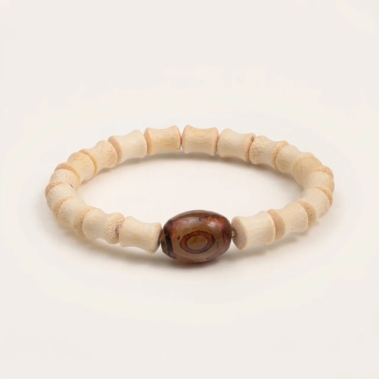 Three Eye Dzi Agate Bamboo Bracelet