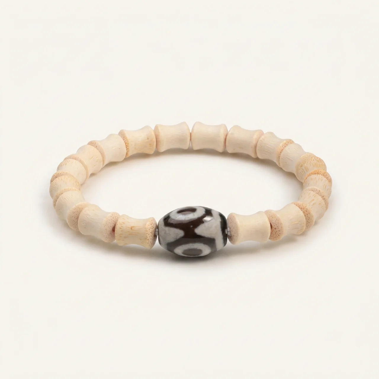 Three Eye Dzi Agate Bamboo Bracelet