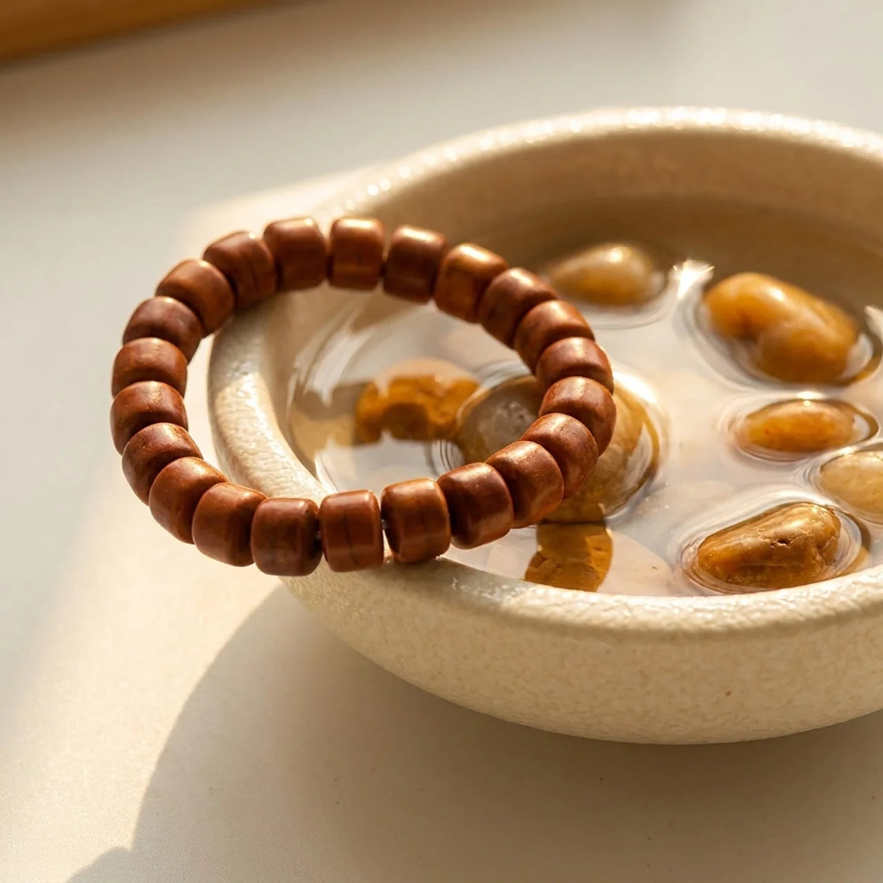 Three Eyed Dzi Yak Bone Agate Bracelet