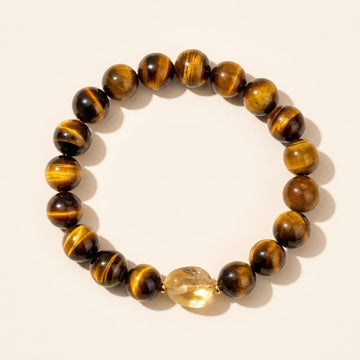 Tiger Eye Citrine Bead Courage Bracelet
