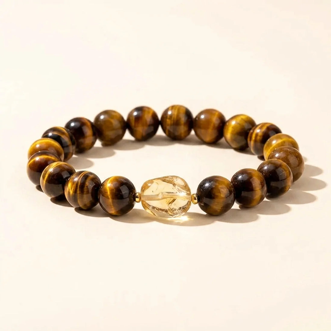Tiger Eye Citrine Bead Courage Bracelet