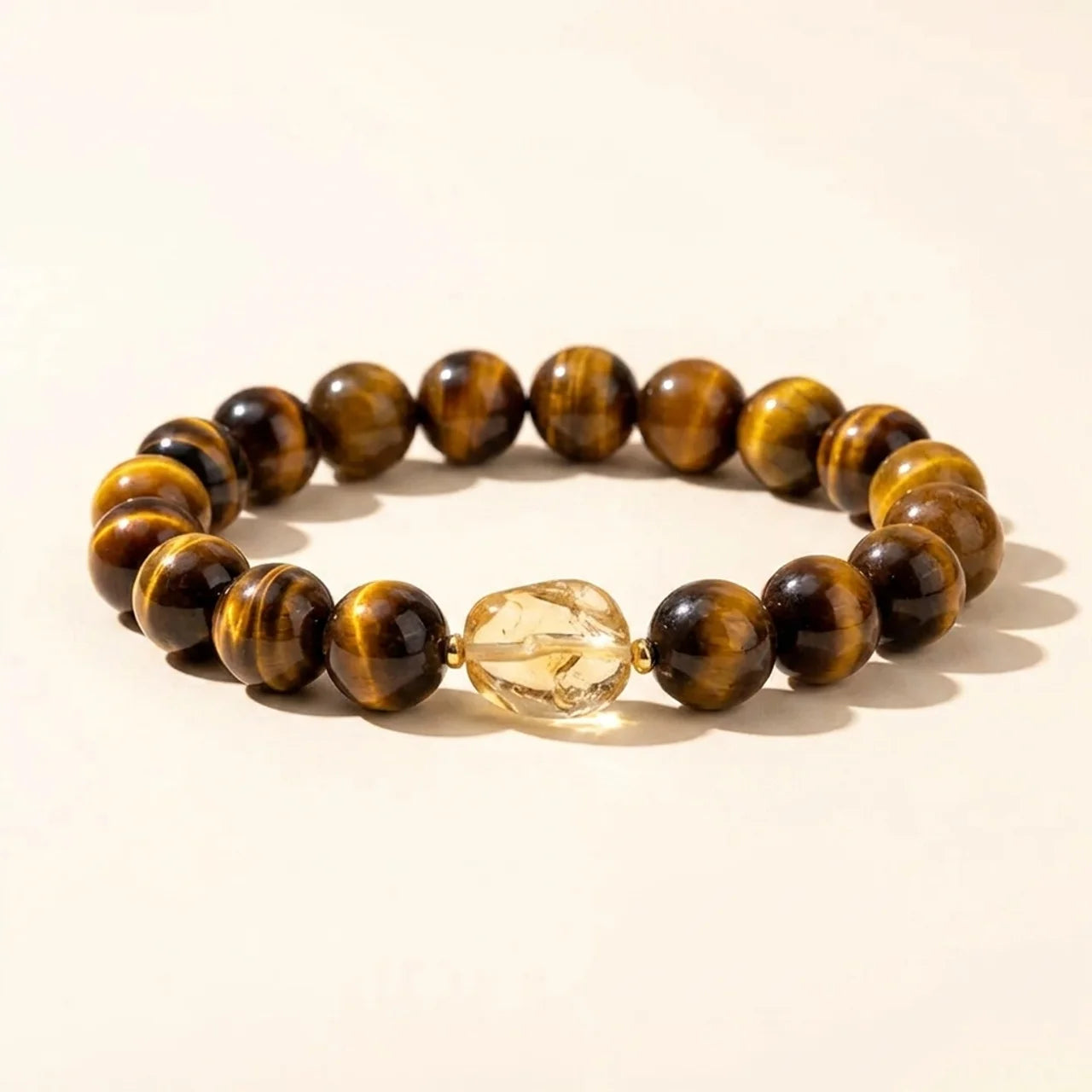 Tiger Eye Citrine Bead Courage Bracelet