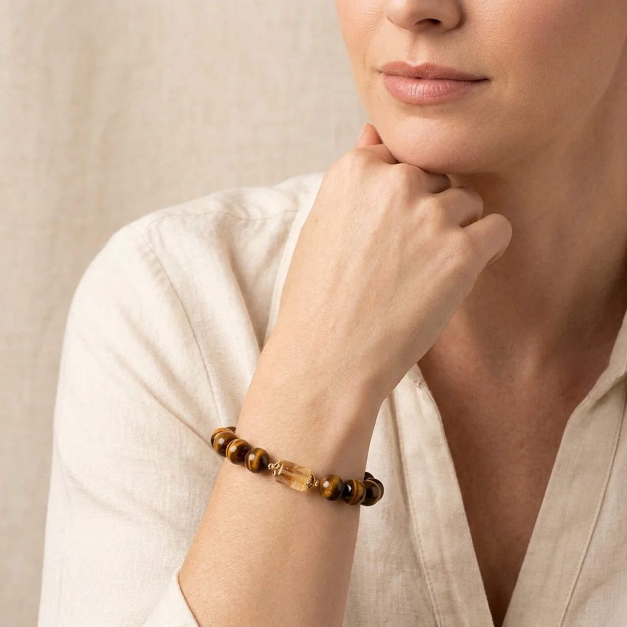 Tiger Eye Citrine Beads Strength Bracelet