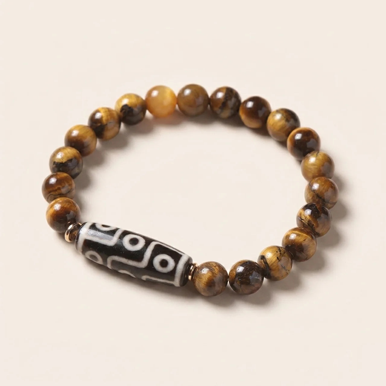 Tiger Eye Tourmaline Nine-Eye Dzi Bracelet