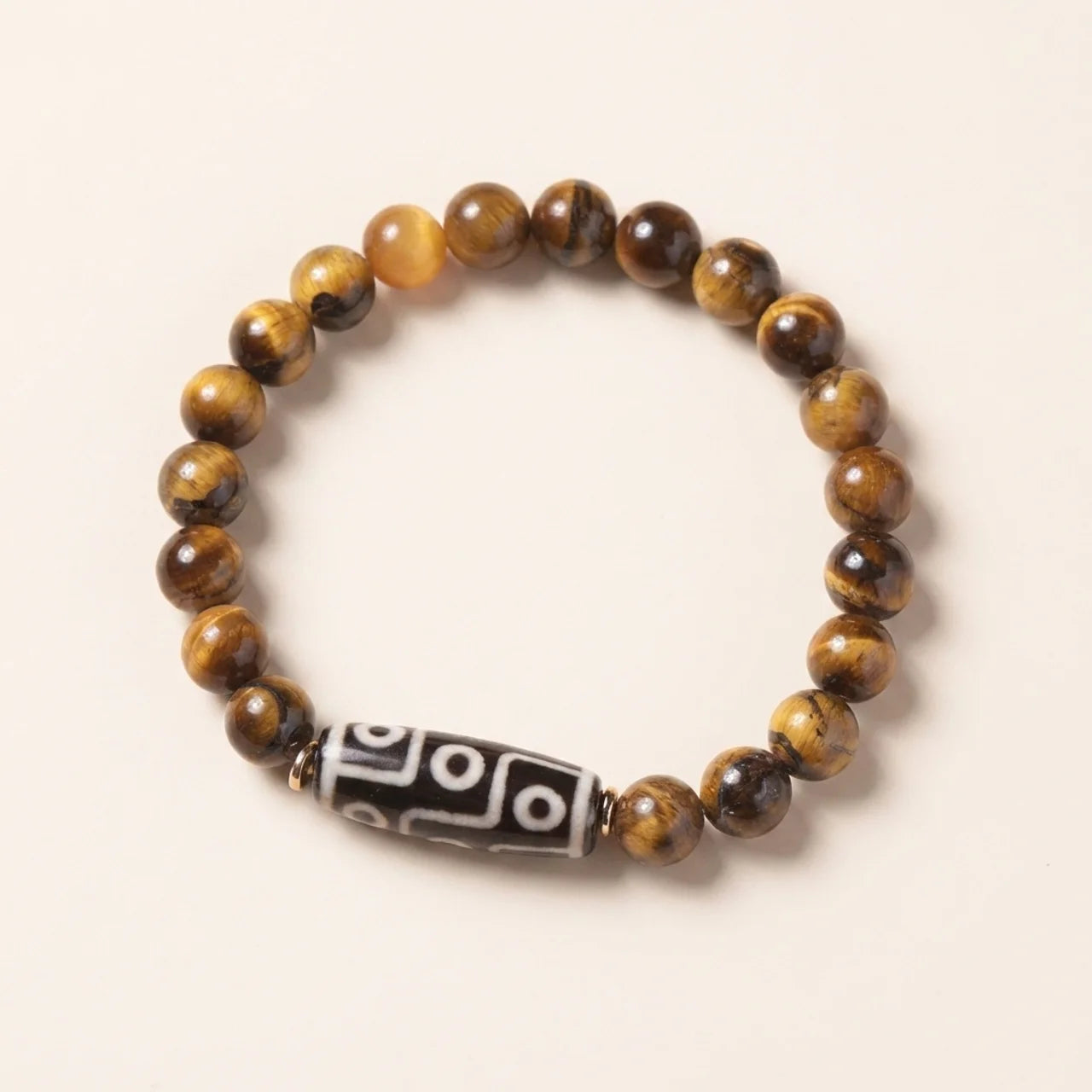 Tiger Eye Tourmaline Nine-Eye Dzi Bracelet