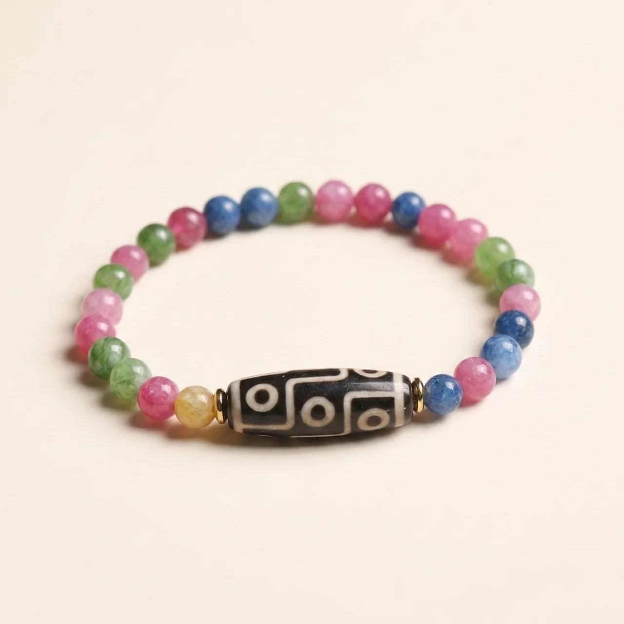 Tiger Eye Tourmaline Nine-Eye Dzi Bracelet