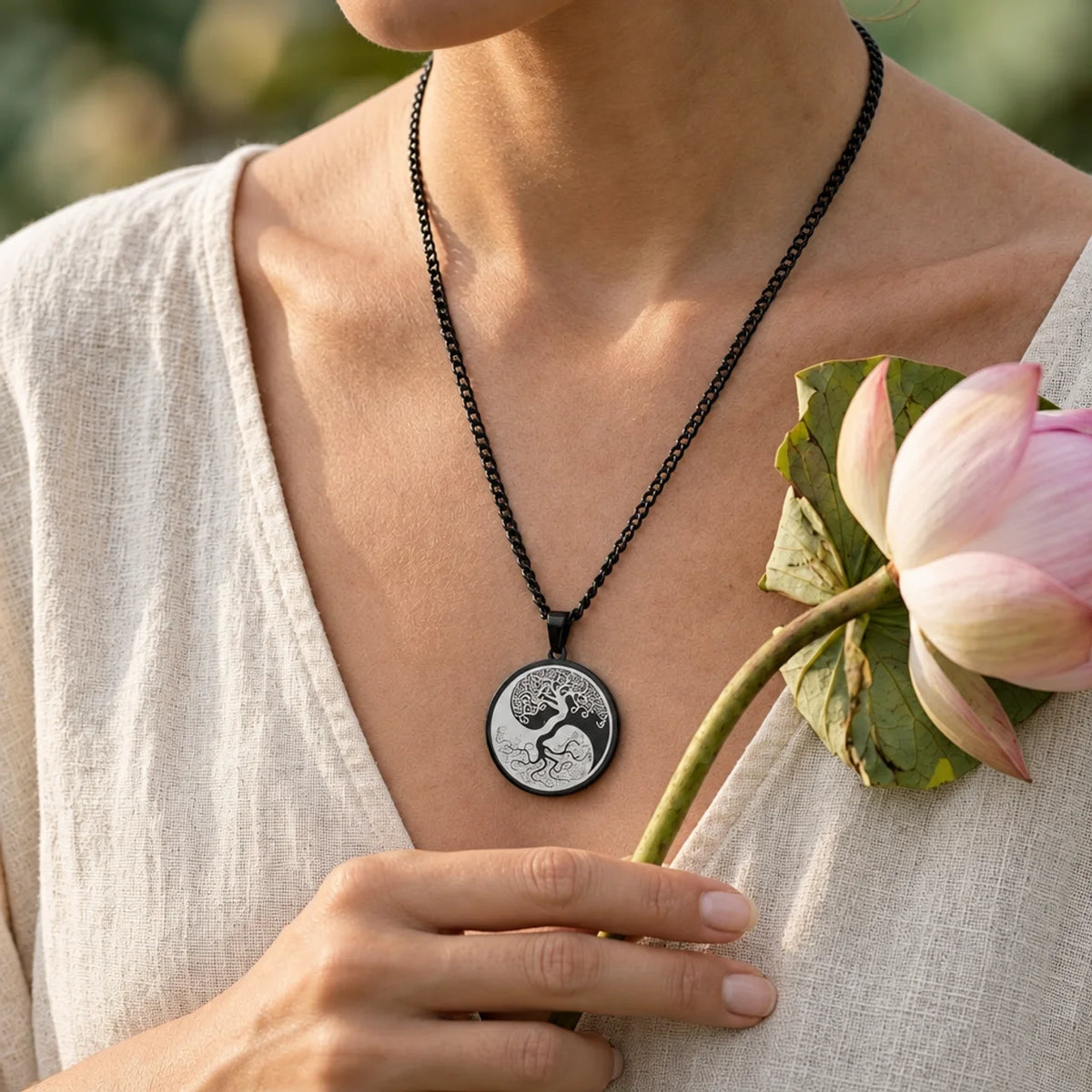 Titanium Steel Tree of Life Pendant Necklace