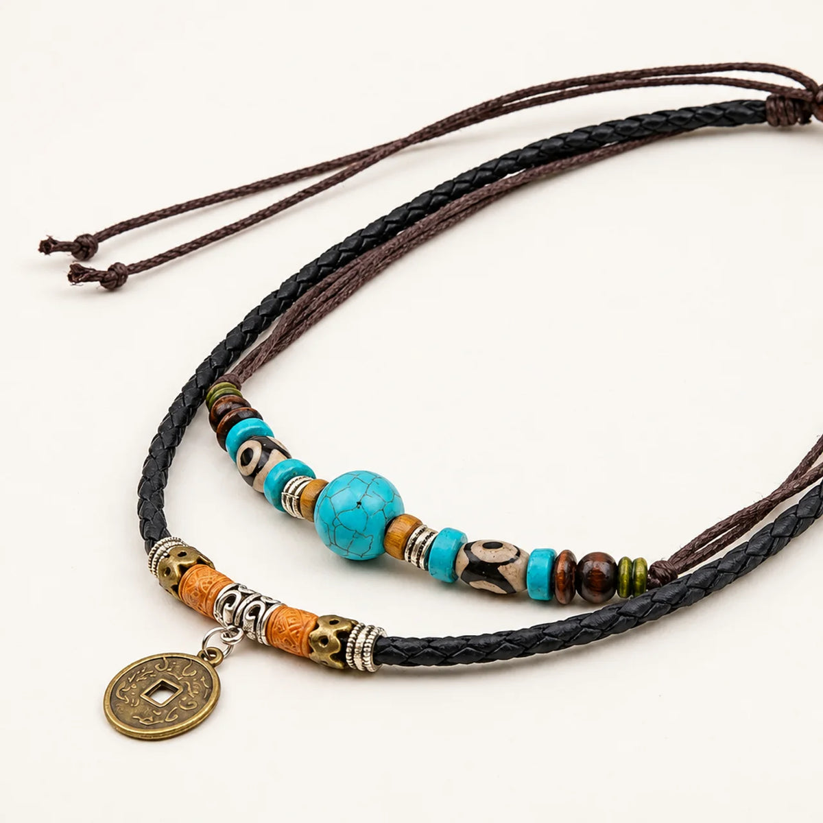 Turquoise Dzi Bead Protection Necklace