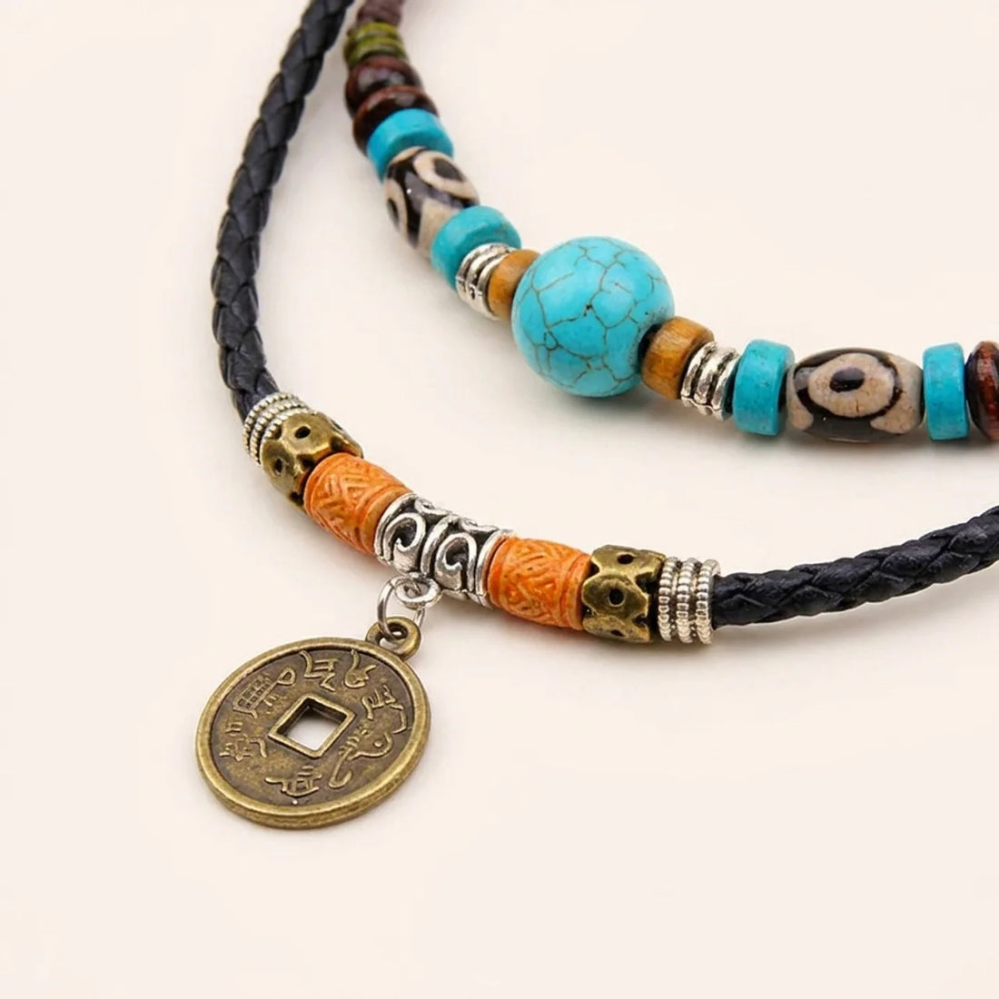 Turquoise Dzi Bead Protection Necklace