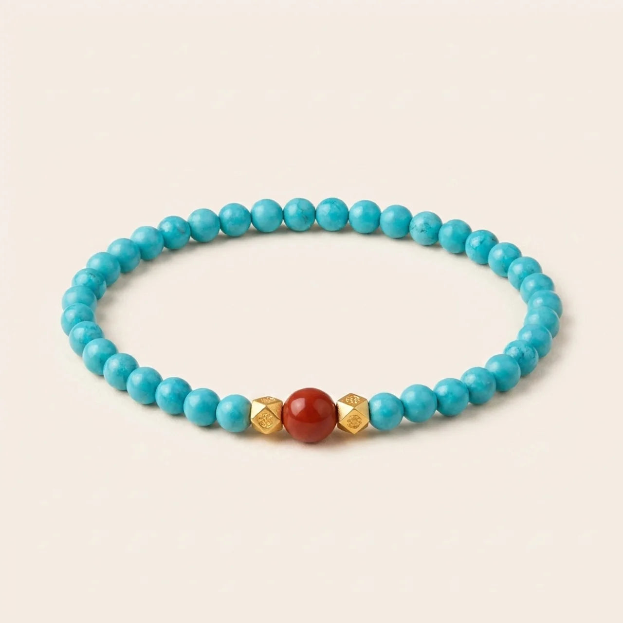 Turquoise Red Agate Beaded Bracelet