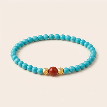 Turquoise Red Agate Beaded Bracelet