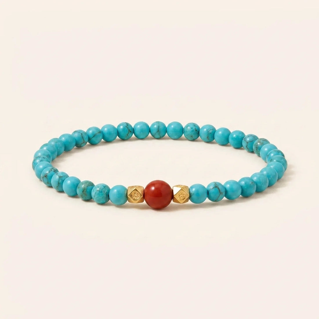 Turquoise Red Agate Beaded Bracelet
