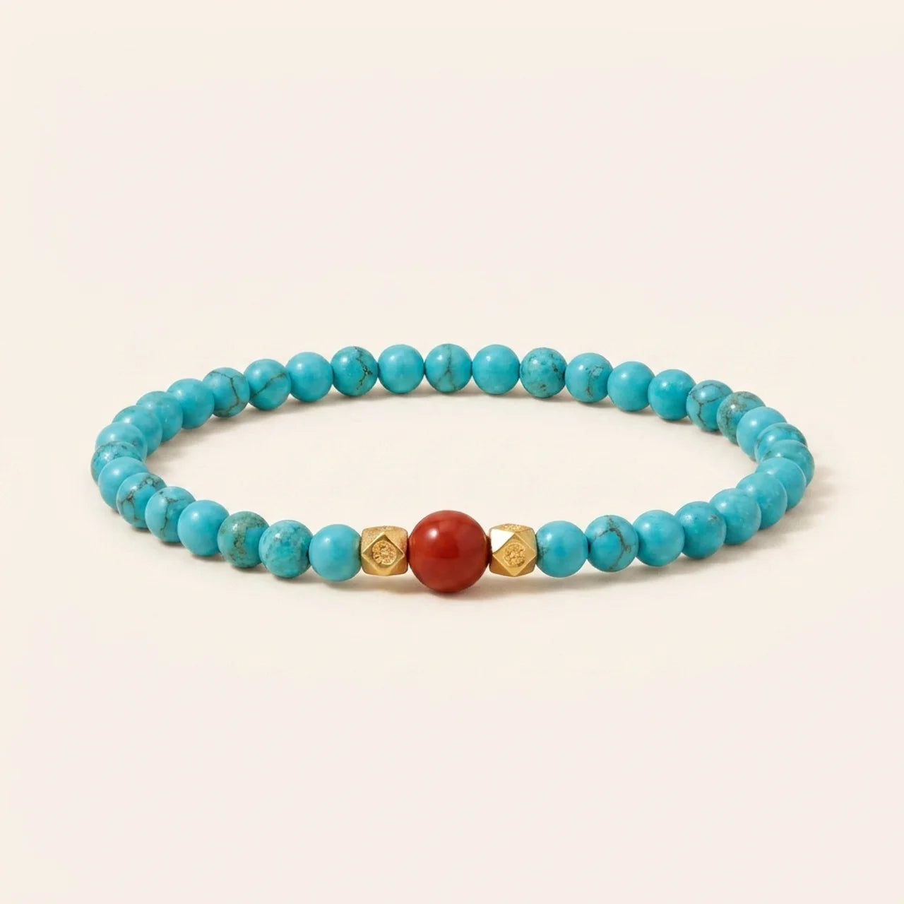 Turquoise Red Agate Beaded Bracelet