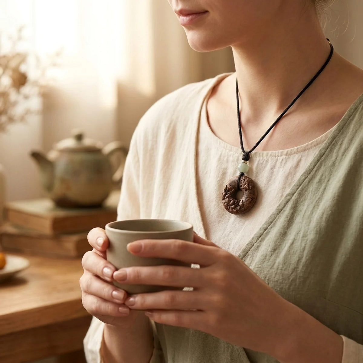 Vietnamese Agarwood Peace Buckle Pendant