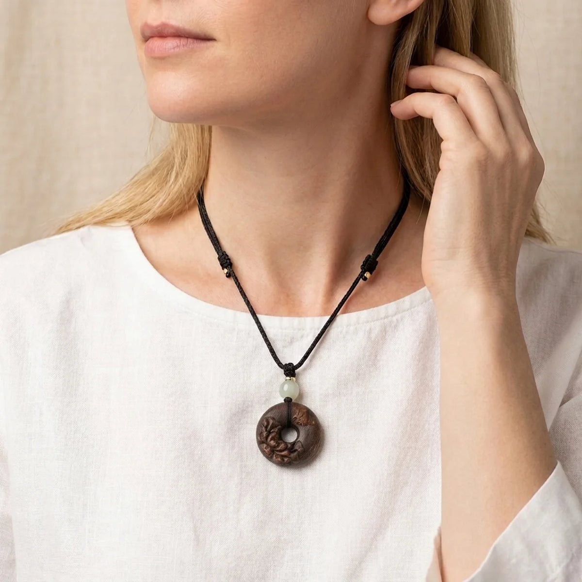 Vietnamese Agarwood Peace Buckle Pendant