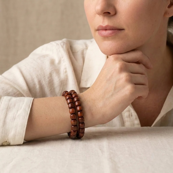 Vintage Yak Bone Drum Bead Mala Wrap Bracelet