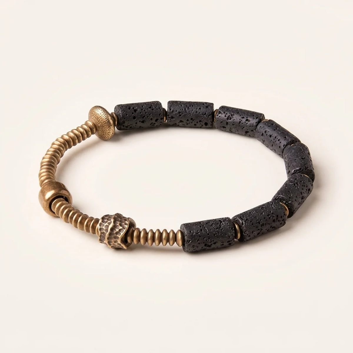 Lavastein Messing Paararmband
