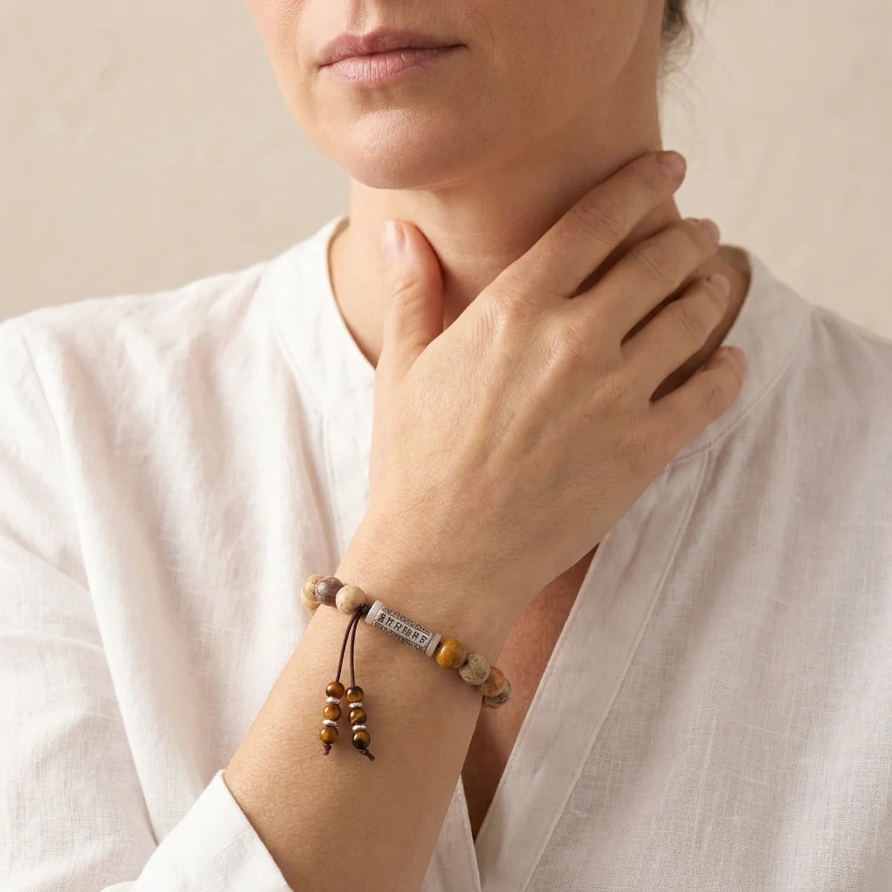 Weathered Stone Om Mani Padme Hum Bracelet