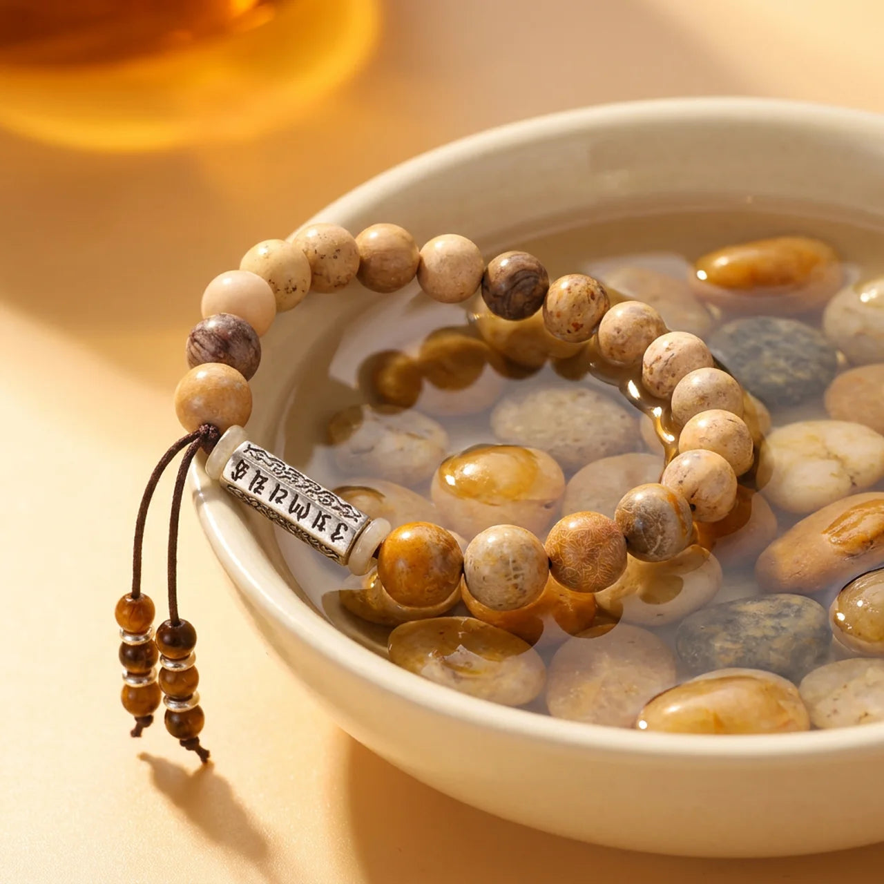 Weathered Stone Om Mani Padme Hum Bracelet