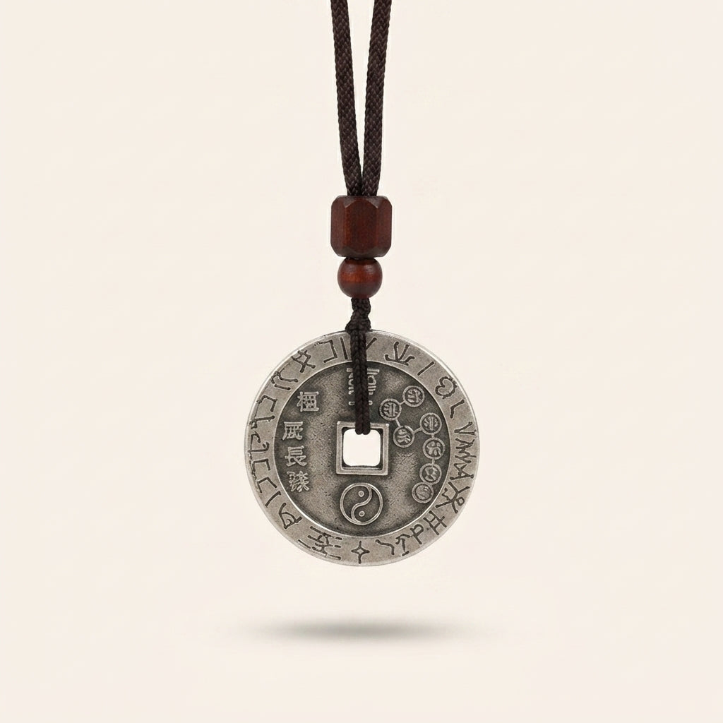 White Copper Yin Yang Bagua Pendant Necklace