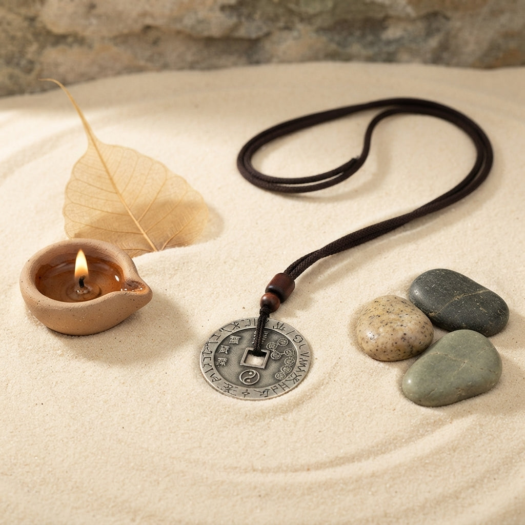 White Copper Yin Yang Bagua Pendant Necklace