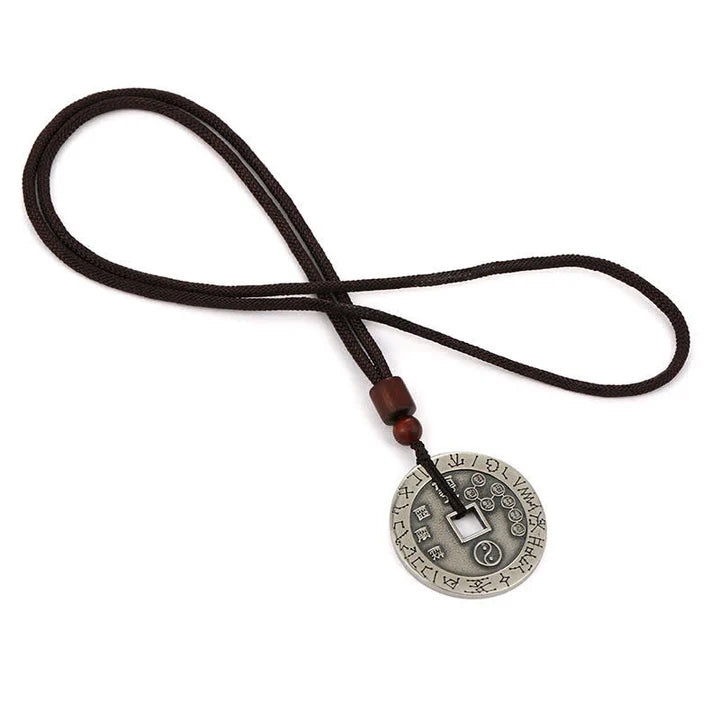 White Copper Yin Yang Bagua Pendant Necklace