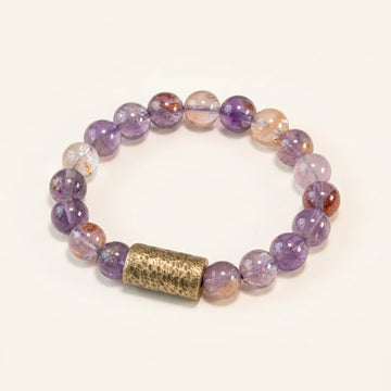 White Crystal Purple Phantom Quartz Bracelet