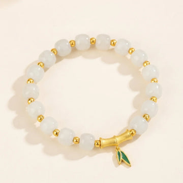 White Jade Bamboo Beaded Bracelet