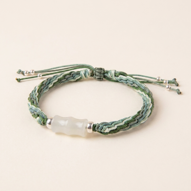 White Jade Bamboo Lucky Knot Bracelet